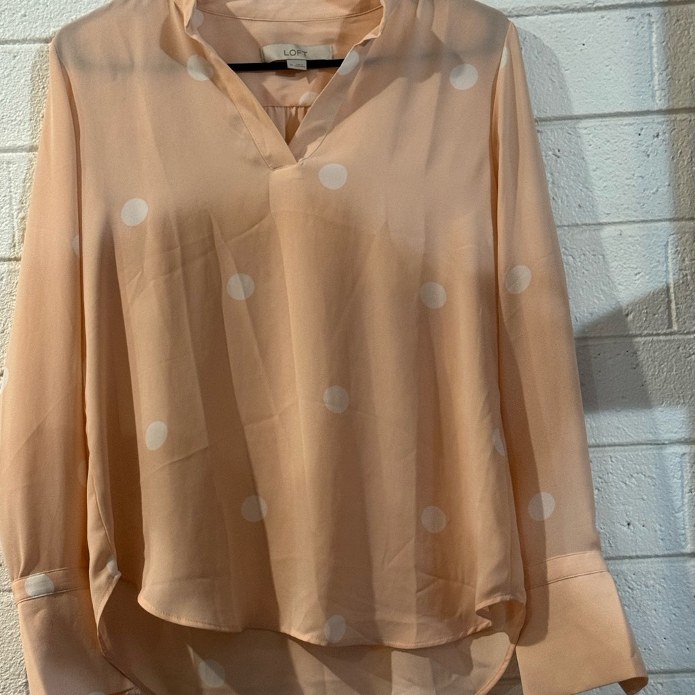LOFT Blush Polka Dot Blouse